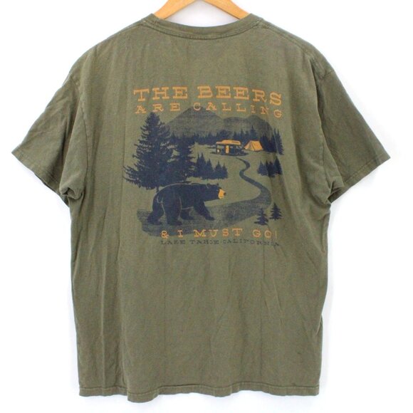 The Duck Company Shirt Mens Brown Short Sleeve The Beers Are Calling Size L Y2k - Picture 1 of 9